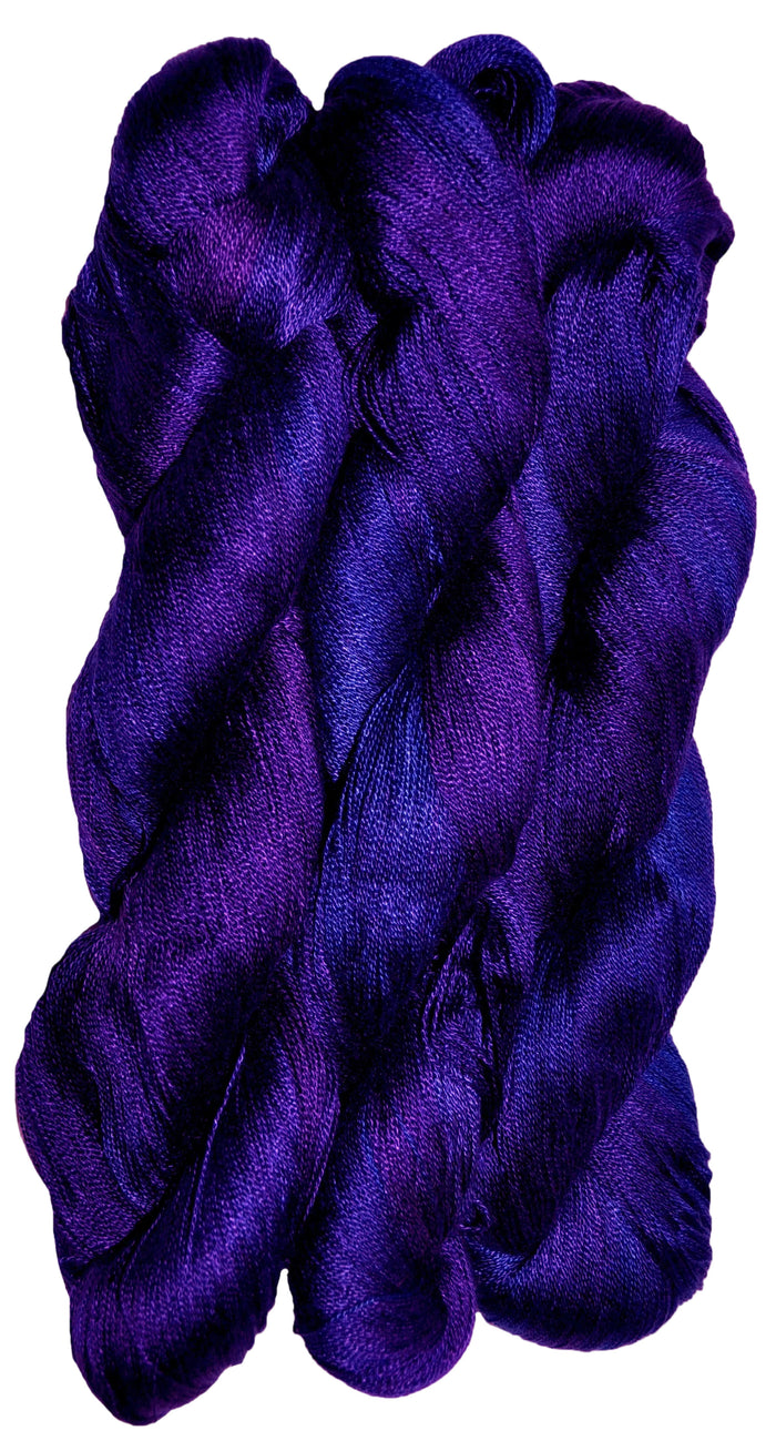 Three skeins of hand dyed 10/2 Tencel dyed cobalt and violet
