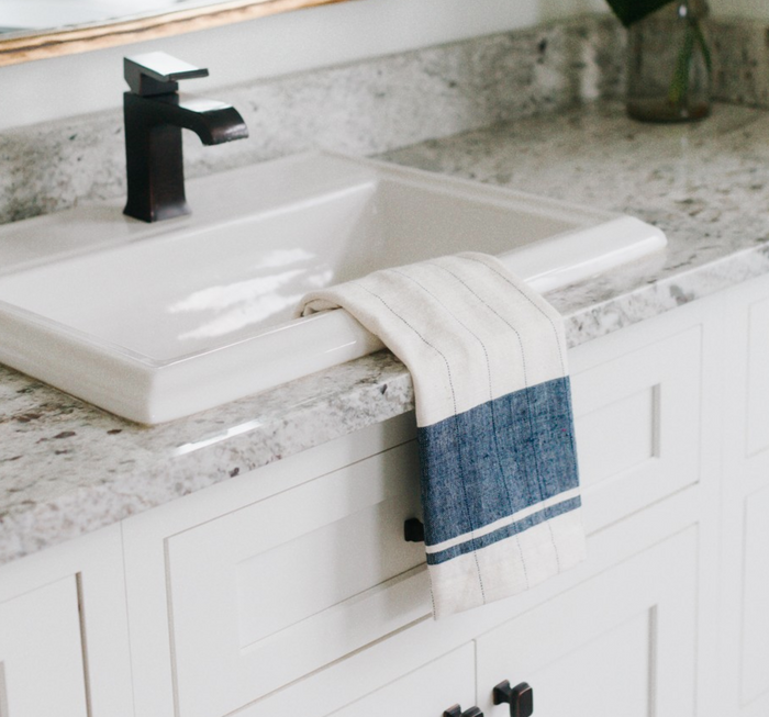 2 Hand Woven Tea Towels (Beige, Navy, Grey)- Eco-Friendly, Fair Trade