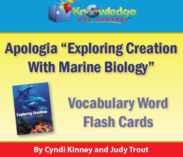 Apologia Exploring Creation With Marine Biology Vocabulary Word Flash Cards PRINTED