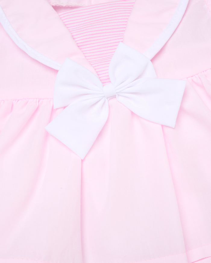 Baby Girls Dress, Pant & Headband Set - Navy/Pink Bow (0-9m) (PK6) H12805NB