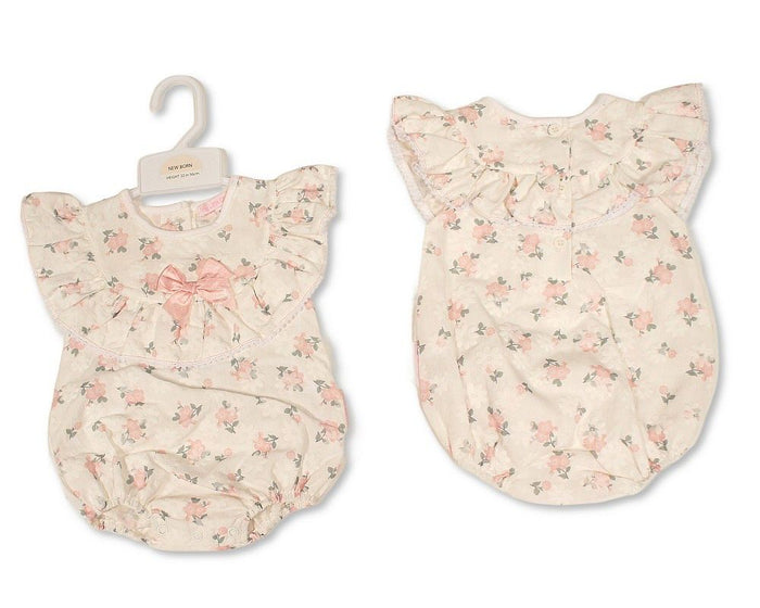 Baby Girls Short Romper with Floral Print and Bow (NB-6m) (PK6) - BIS-2120-6400