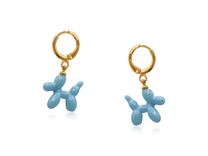Bella Balloon Dog Huggie Earrings - Blue