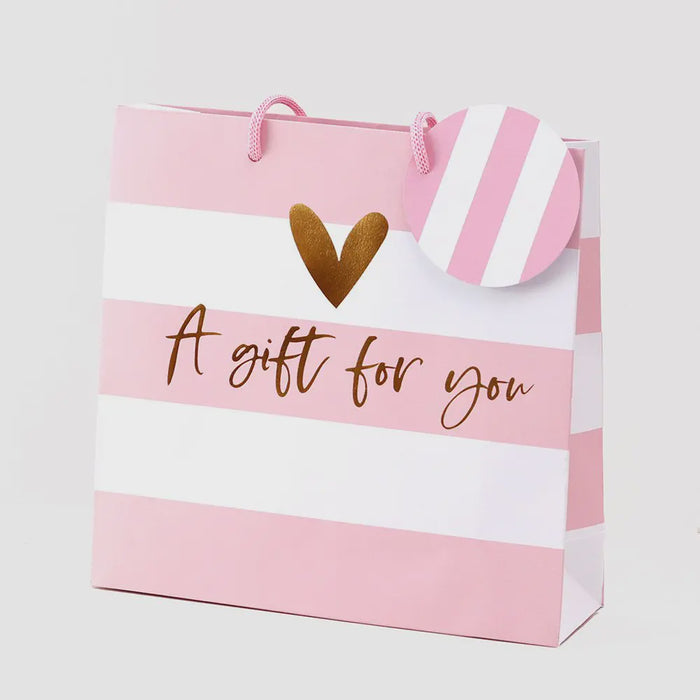 Belly Button Pink Stripe Gift Bag - Medium