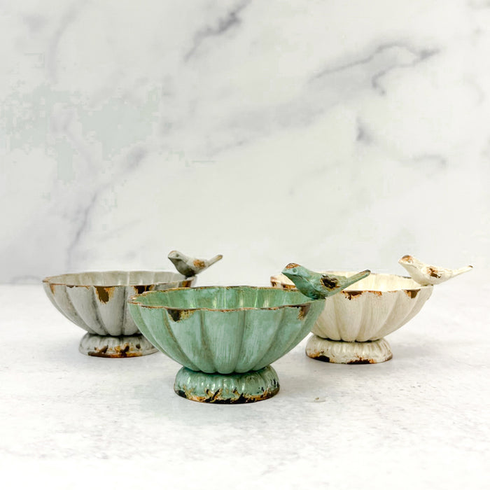 Bowl w/Bird Decorative Pewter GRAY
