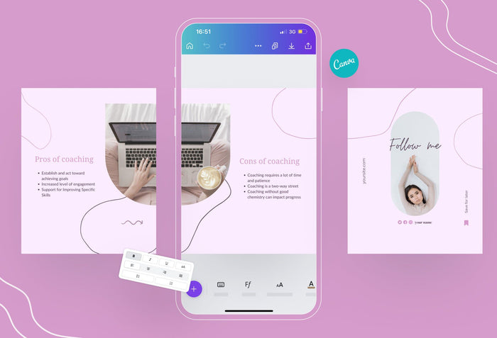 Ladystrategist Charlotte Coaching 6-Page Carousel Canva Template instagram canva templates social media templates etsy free canva templates