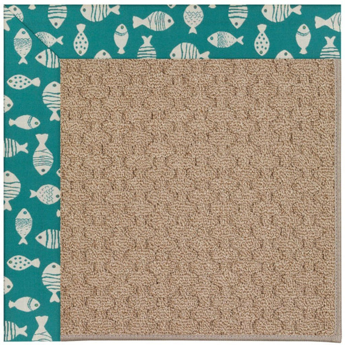 Creative Concepts-Grassy Mtn. Go Fish Turquoise Machine Tufted Rug Runner image