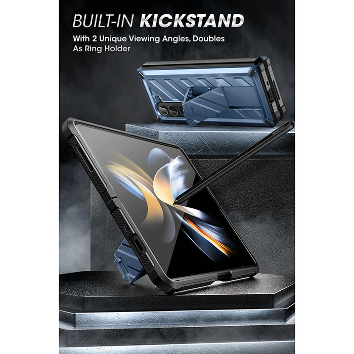 Galaxy Z Fold5 Unicorn Beetle Kickstand Case with Screen Protector-Metallic Blue
