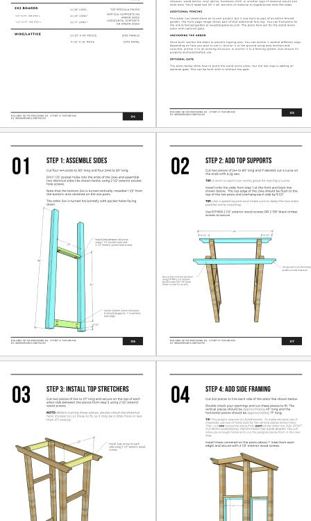Printable PDF plan preview for DIY garden arbor