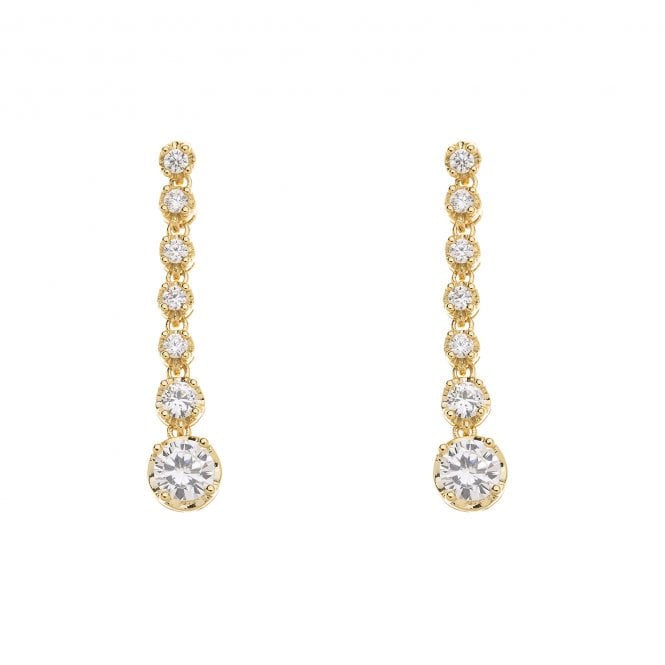 Gold And Diamante Dropper Earrings