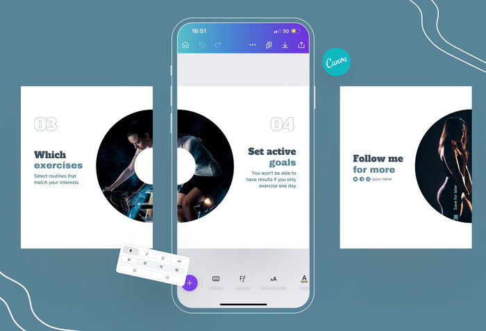 Ladystrategist Harper Fitness 6-Page Carousel Canva Template instagram canva templates social media templates etsy free canva templates