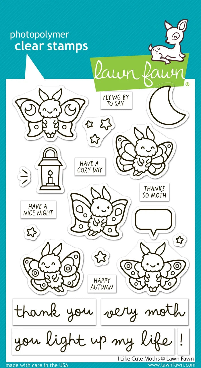 I Like Cute Moths Clear Stamps Set (Lawn Fawn)