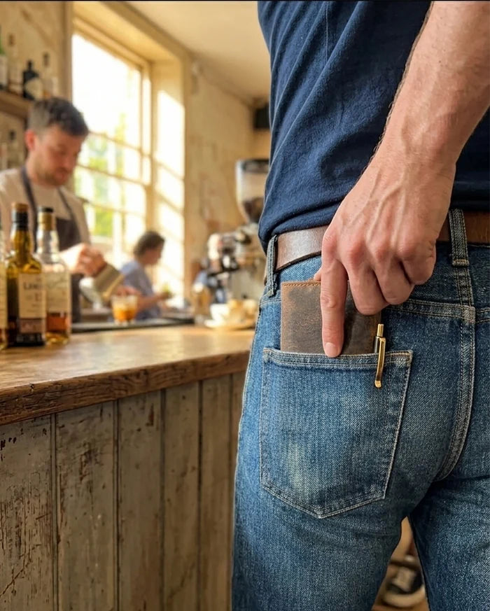 Leather Trifold Wallet for Men - Full Grain RFID Blocking with Coin Pocket