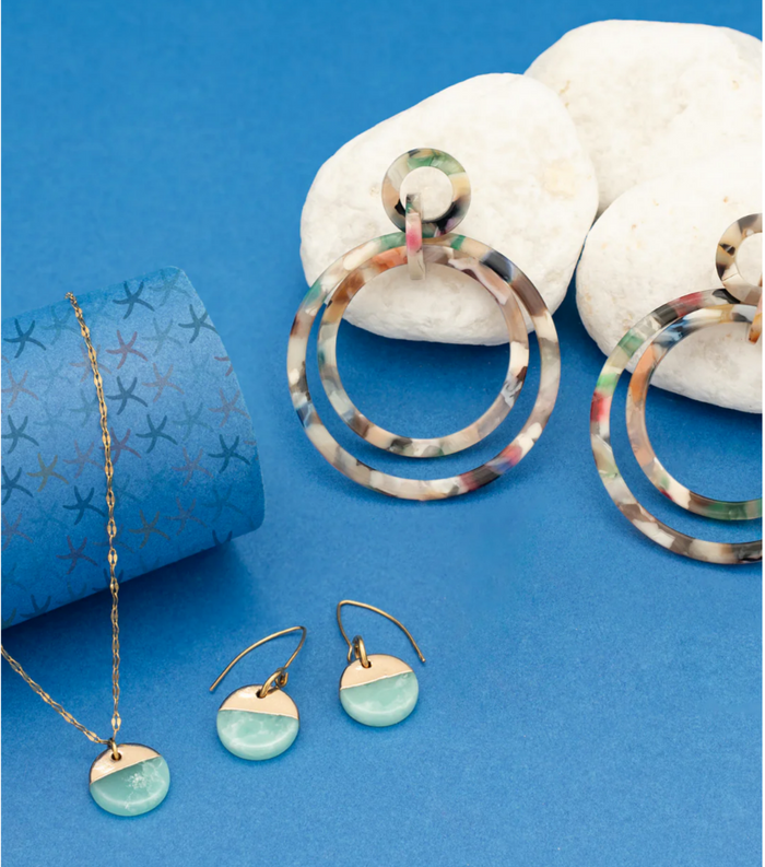 Multi-Colored Resin Dangle Hoop Earrings, Give freedom to exploited girls & women!