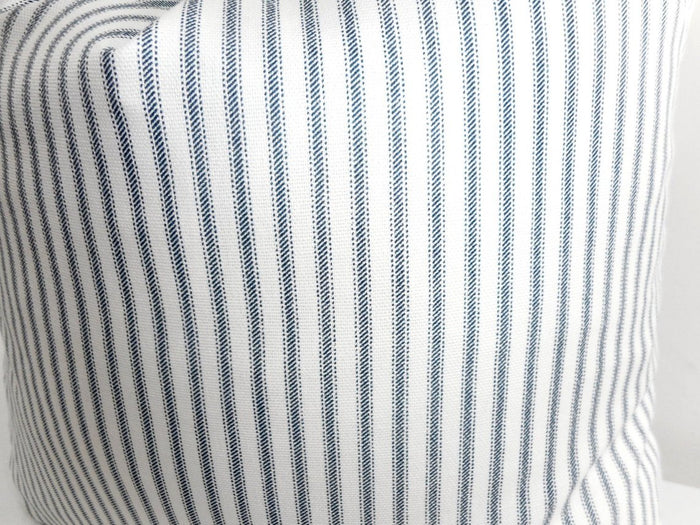 Navy Farmhouse Ticking Stripe Pillow Cover