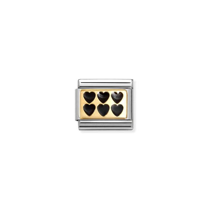 Nomination Classic 18K Gold Charm - Black Hearts