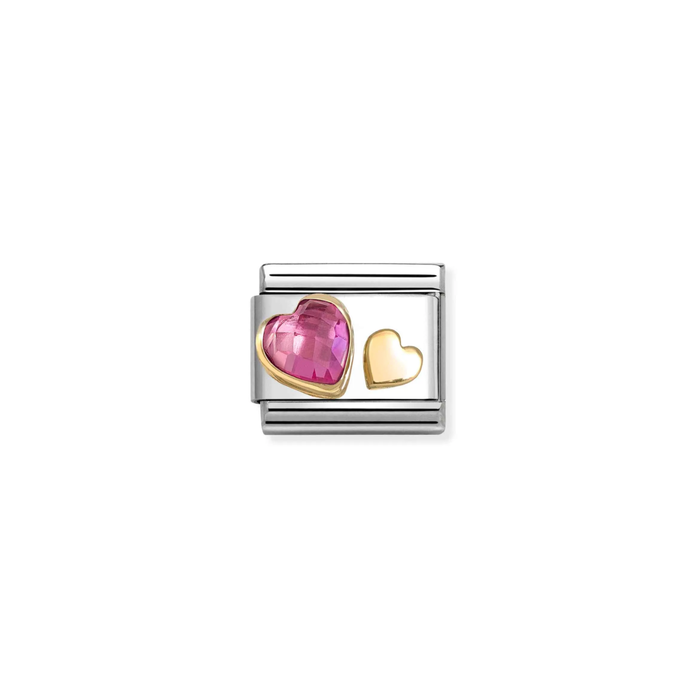 Nomination Classic 18K Gold Charm - CZ Dark Pink Heart