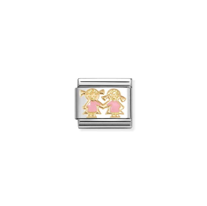 Nomination Classic 18K Gold Charm - Pink Sisters