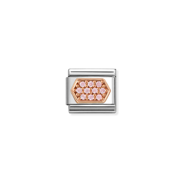 Nomination Classic 9K Rose Gold Charm CZ Pink Hexagon