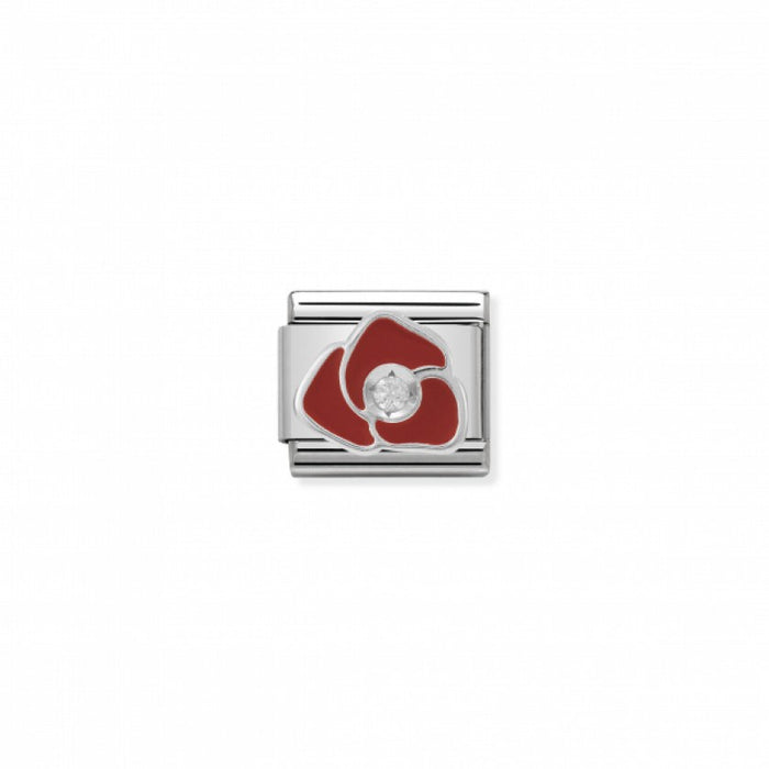 Nomination Classic Link Cubic Zirconia and Enamel Red Rose Charm