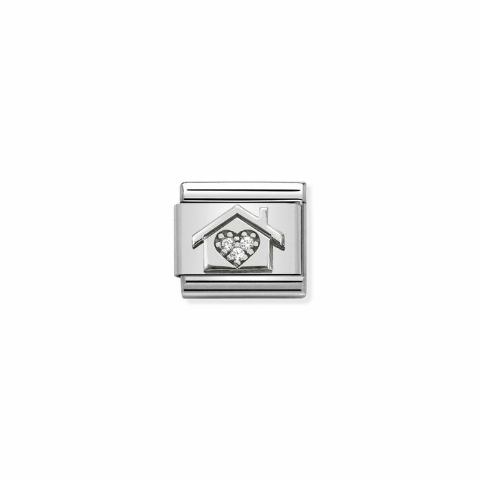 Nomination Classic Link Cubic Zirconia and Silver Home with Heart Charm