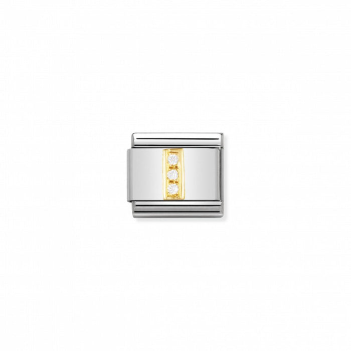 Nomination Classic Link Gold and Cubic Zirconia Letter I Charm