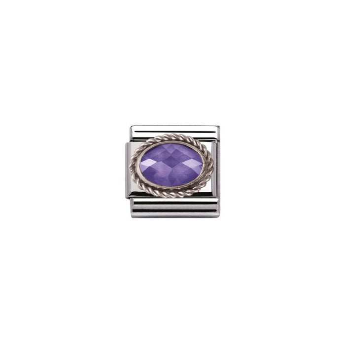 Nomination Classic Link Twisted Setting Faceted Cubic Zirconia Purple Charm