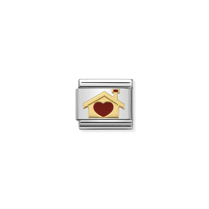 Nomination Classic Love 2 18K Gold and Enamel Home with Heart