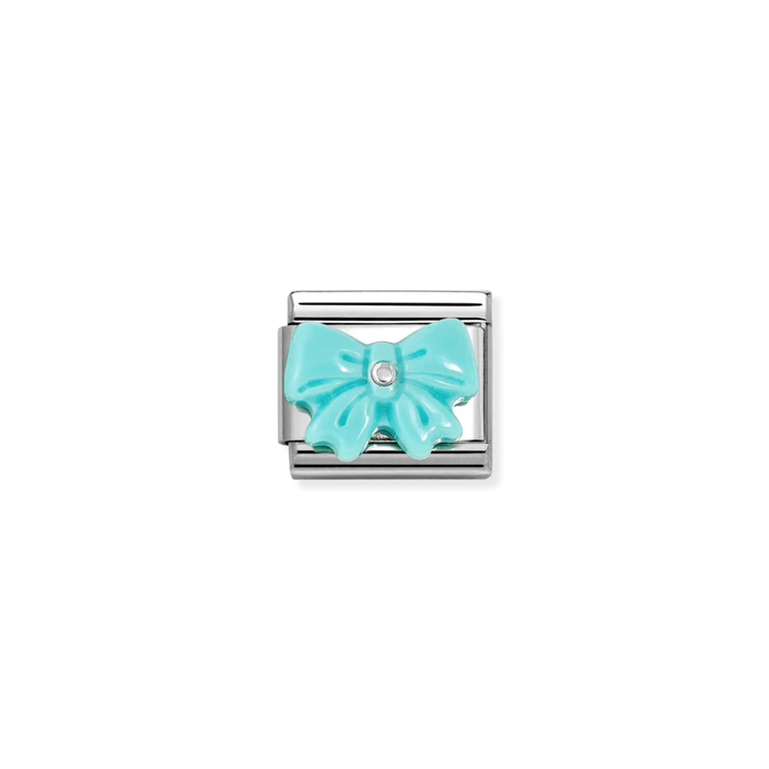 Nomination Classic Silver Resin Bow Charm -Blue