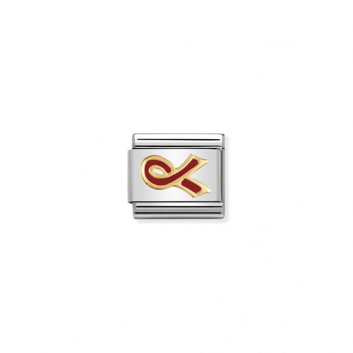 Nomination Composable Classic Link 18k Gold Enamel Red Ribbon Aids Awareness