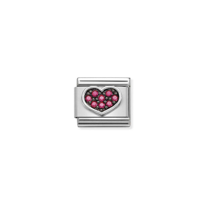 Nomination Composable Classic Silver Charm - CZ Heart Fuschia