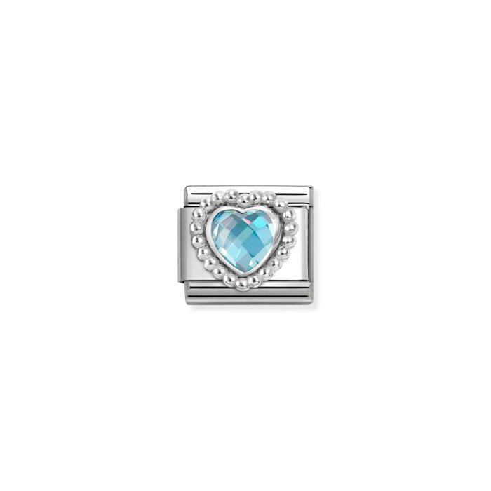 Nomination Composable Classic Silver Charm Heart Light Blue Dots Setting