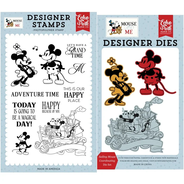 Retro Sailing Mouse Clear Stamps And Dies Bundle by Echo Park