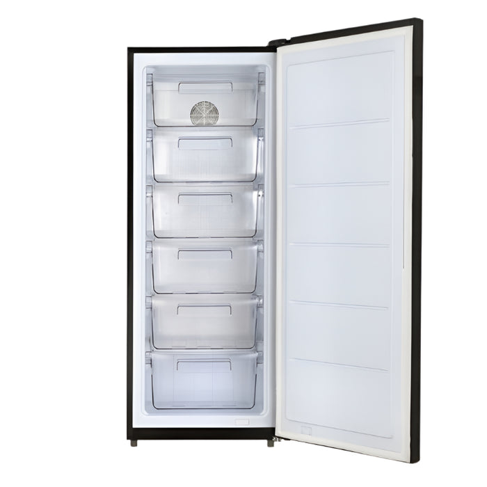 Samix Upright Freezer, Digital Touch, No Forst, 6Drawers, 205LIt, Black Glass
