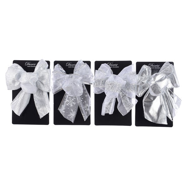 Silver White Wired Bow