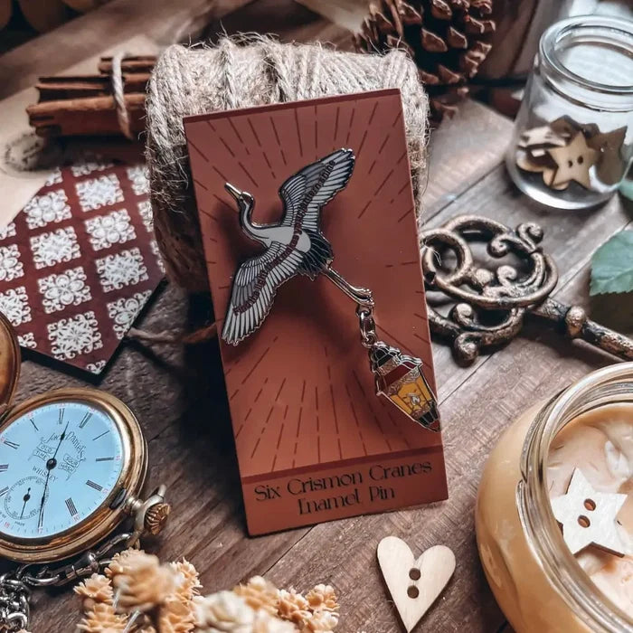 Six Crimson Cranes Inspired Enamel Pin