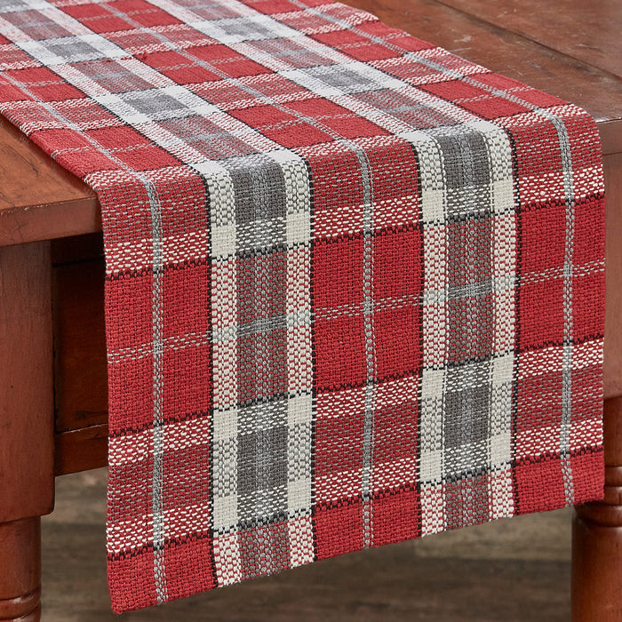 long red plaid Christmas dinner table runner