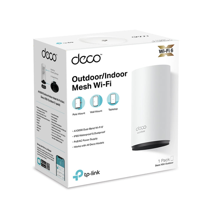 TP Link AX3000 Outdoor/Indoor Whole Home Mesh Wi-Fi 6 Unit - White | DECOX50-OUTDOOR from TP Link - DID Electrical