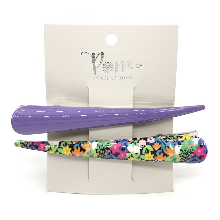 Twin Pack Bill Clips - Purple & Floral