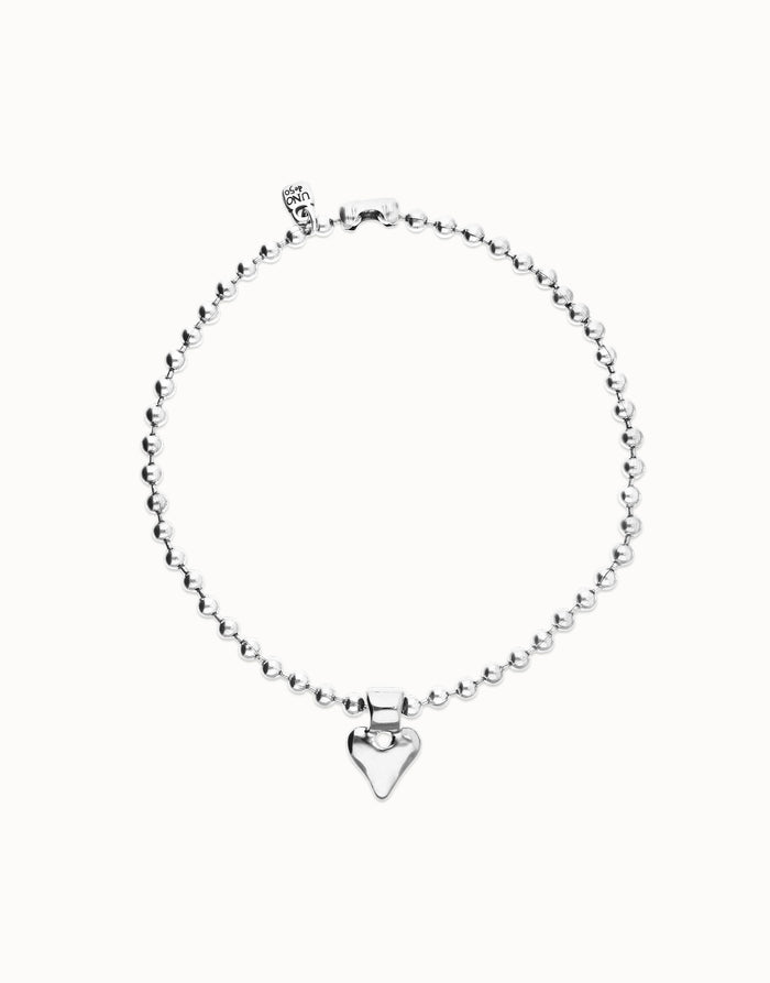 UNOde50 Beaded Hammered Heart Necklace