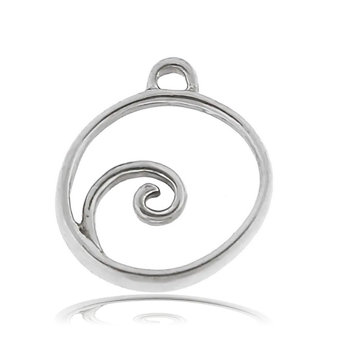 White Chalcedony Stone Bracelet with Wave Sterling Silver Charm