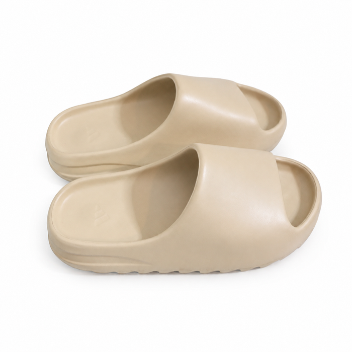 Adidas Yeezy Slide Desert Sand FW6344 pair on white background