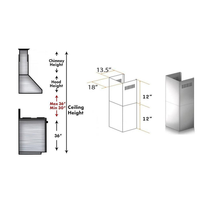 ZLINE 2-12 in. Short Chimney Pieces for 8 ft. Ceilings (SK-687)