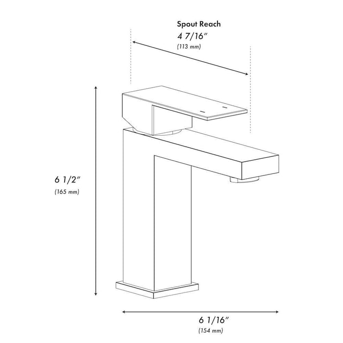 ZLINE Palisades Modern Single Handle Bath Faucet in Champagne Bronze (RBCN2-BF-CB) dimensional diagram.