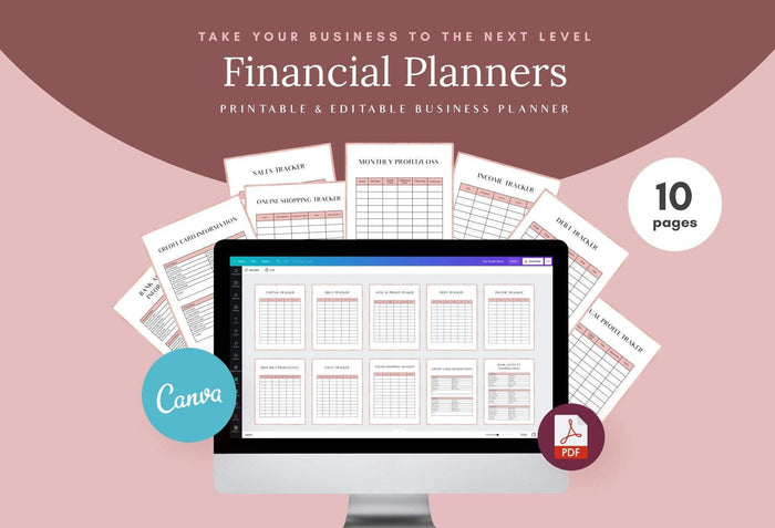 Ladystrategist 10 Page Financial Printable and Customizable Planner Canva Template instagram canva templates social media templates etsy free canva templates