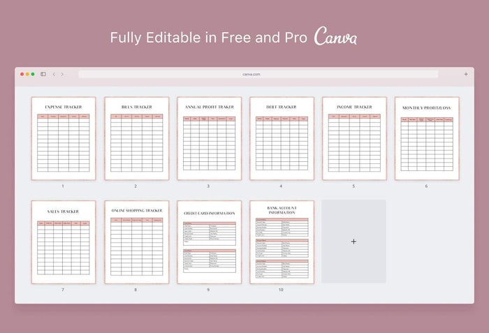 Ladystrategist 10 Page Financial Printable and Customizable Planner Canva Template instagram canva templates social media templates etsy free canva templates