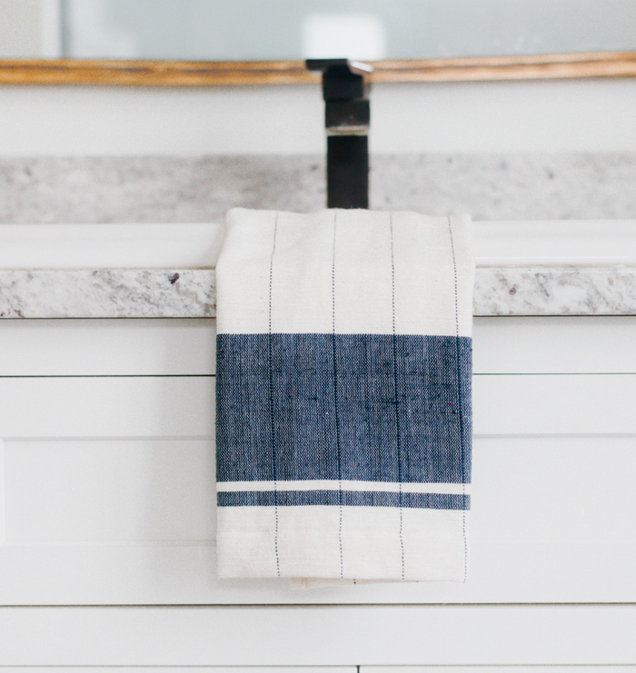 2 Hand Woven Tea Towels (Beige, Navy, Grey)- Eco-Friendly, Fair Trade