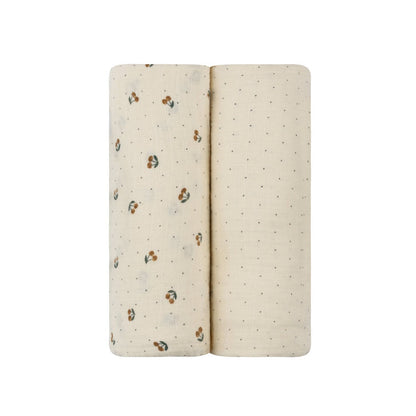 2 Pack Cherry Print Collection Muslin Swaddle - Ivory/Yellow