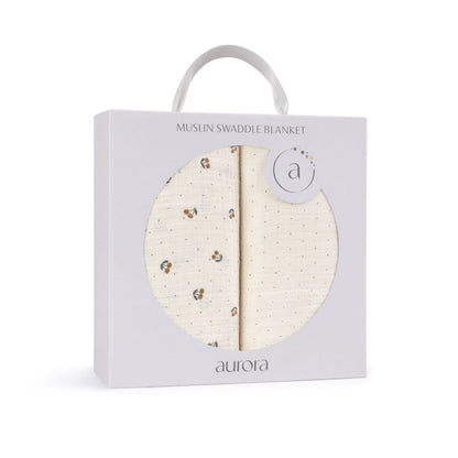 Ivory/yellow muslin swaddle setpackaging