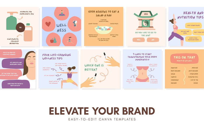 Ladystrategist 20 Beauty and Wellness Instagram Post Canva Templates instagram canva templates social media templates etsy free canva templates