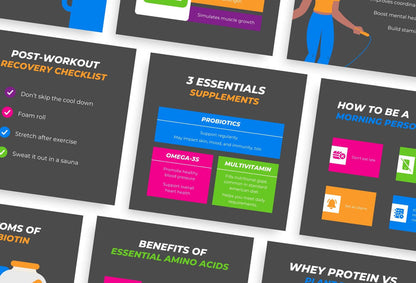 Ladystrategist 20 Fitness Infographics Instagram Posts Fully Editable Canva Templates V3 instagram canva templates social media templates etsy free canva templates